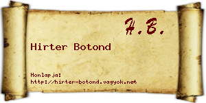 Hirter Botond névjegykártya